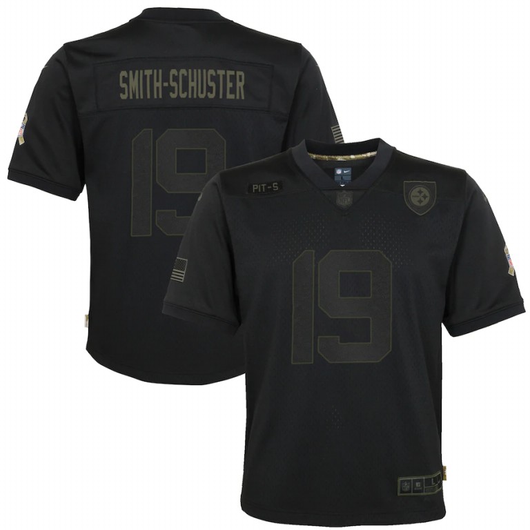 NFL Pittsburgh Steelers #19 JuJu Smith-Schuster Nike Youth 2020 Salute to Service Game  Black jerseys->women nfl jersey->Women Jersey